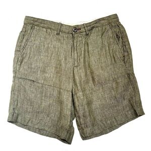 NWT 100% Linen Nifty Genius Olive Green Shorts, Size 28